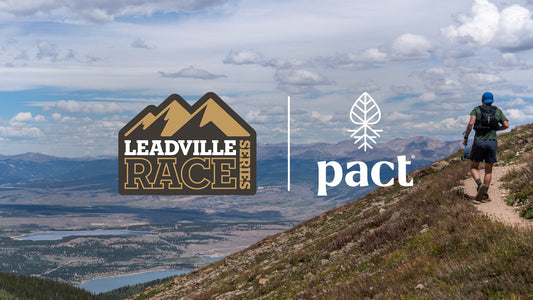 Leadville Race Series and PACT Outdoors logos with trail runner in background