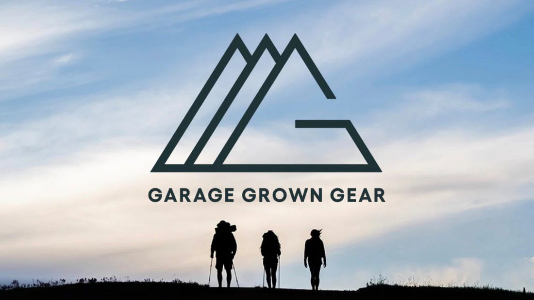 Garage Grown Gear logo with backpackers